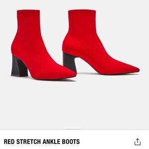 Zara red stretch booties